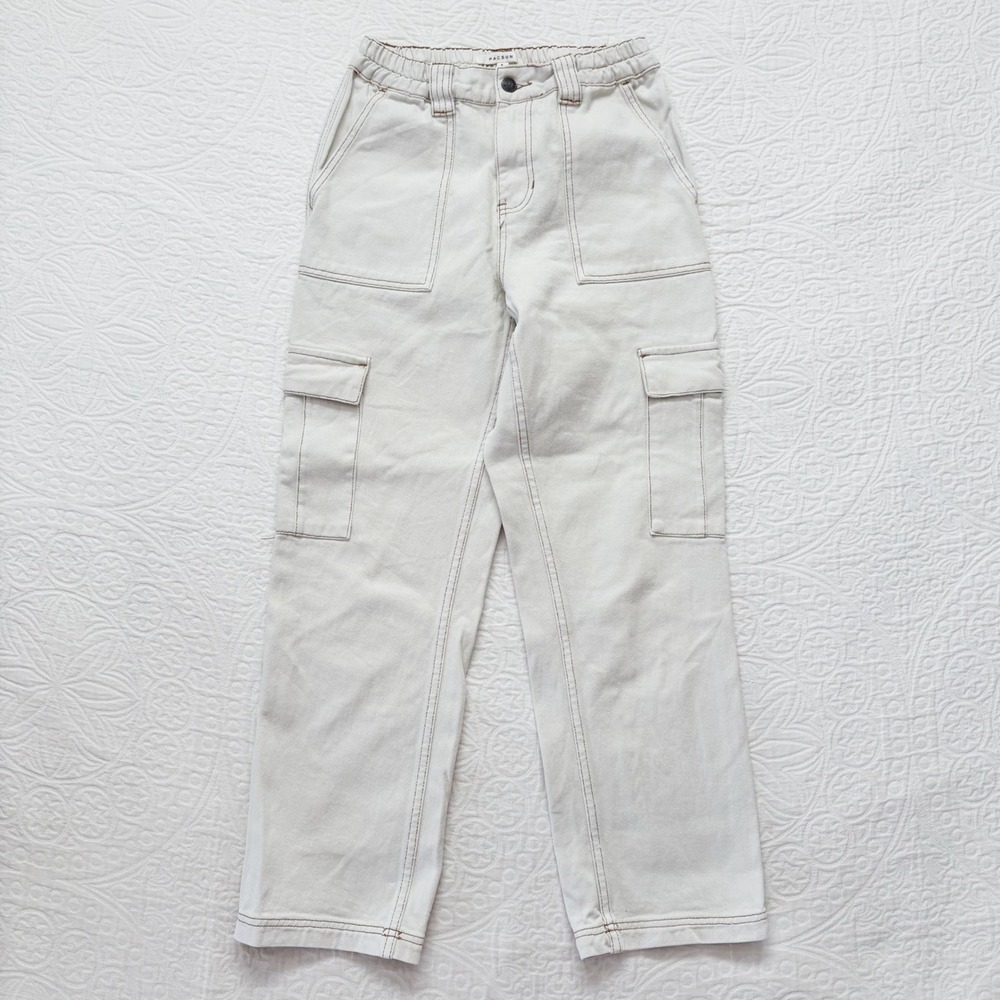 Pacsun Women's Utility Cargo Pants, Off White - Picture 3 of 8